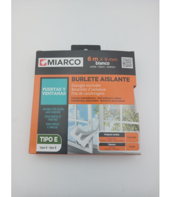 Burlete Adhesivo Blanco 9mmx6m RF-1695 | Herrajes HE