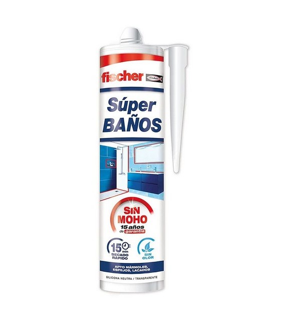 Silicona Fischer Supebaños Blanca 280ml | Herrajes HE