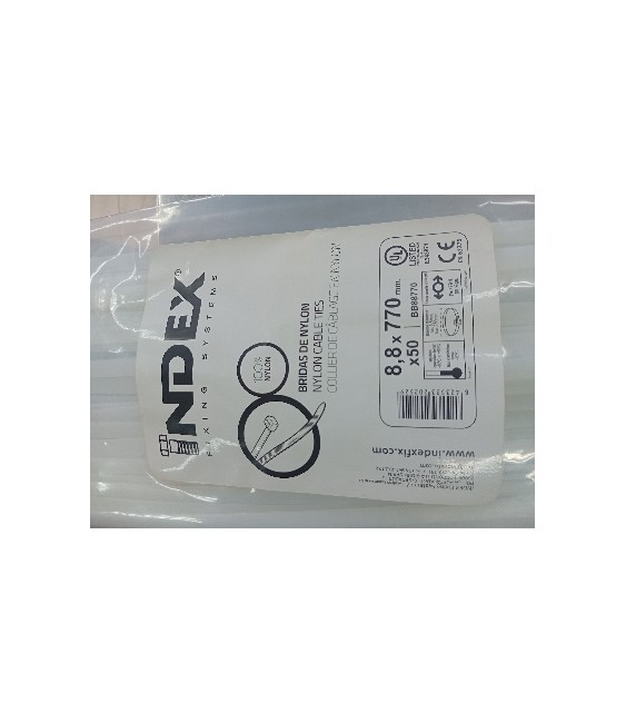 Brida Nylon Blanca 8.8x770 (50 Unid) | Herrajes HE