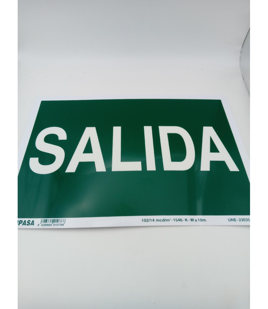 Cartel Señalización Nº1076 Salida | Herrajes HE