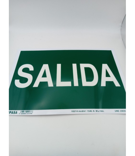 Cartel Señalización Nº1076 Salida | Herrajes HE