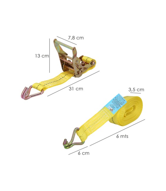 Cinta Ratchet Gancho Cerrado 38mm x 6m | Herrajes HE