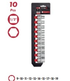 Juego 10 Vasos Hexagonales 1/2" (9-19mm) | Herrajes HE