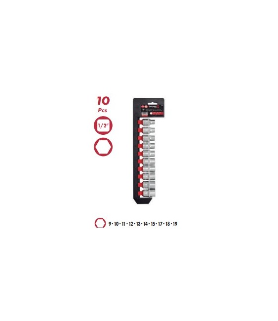 Juego 10 Vasos Hexagonales 1/2" (9-19mm) | Herrajes HE