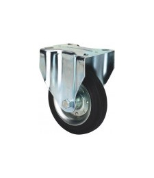 Rueda Fija Metálica Goma Negra Eje Rodillos | Herrajes HE