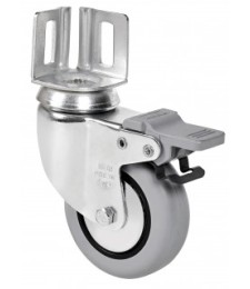 Rueda Giratoria Pletina Freno Goma Gris Liso | Herrajes HE