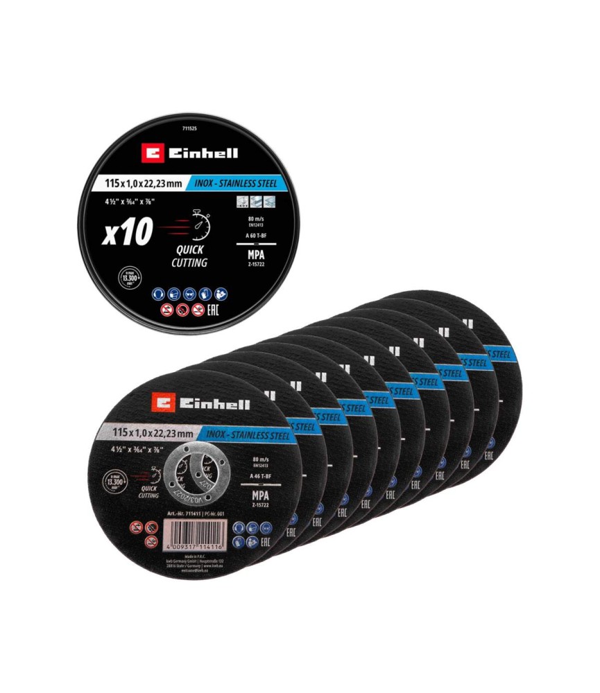 Lata 10 Discos 115x1mm Inox Metal Einhell | Herrajes HE