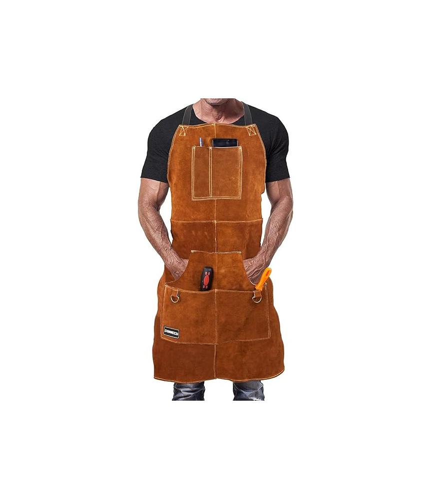 Delantal Cuero Soldador HE | Protección y Bolsillos