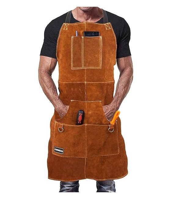 Delantal Cuero Soldador HE | Protección y Bolsillos