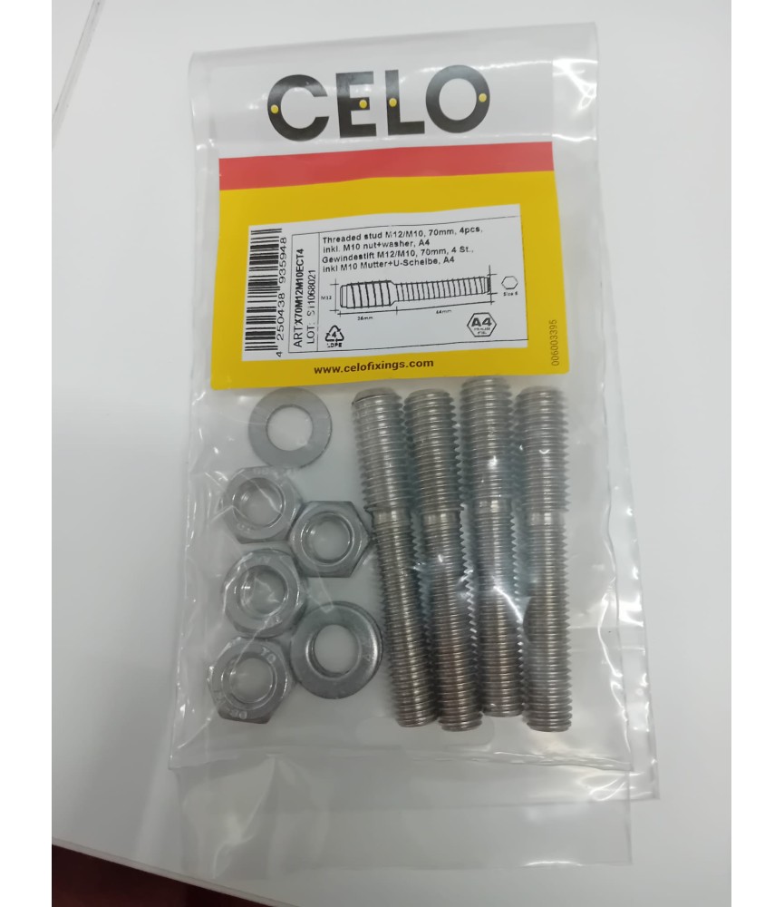 Tornillo Doble Rosca M12/M10 Inox A4 | Herrajes HE