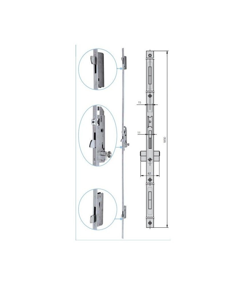 Cerradura CVL 296V/30/6U 3 Puntos Rodillo | Herrajes HE