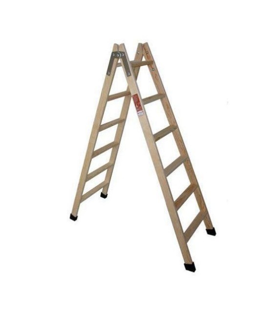 Escalera Madera 7 Peldaños Resistente Plegable | Herrajes HE