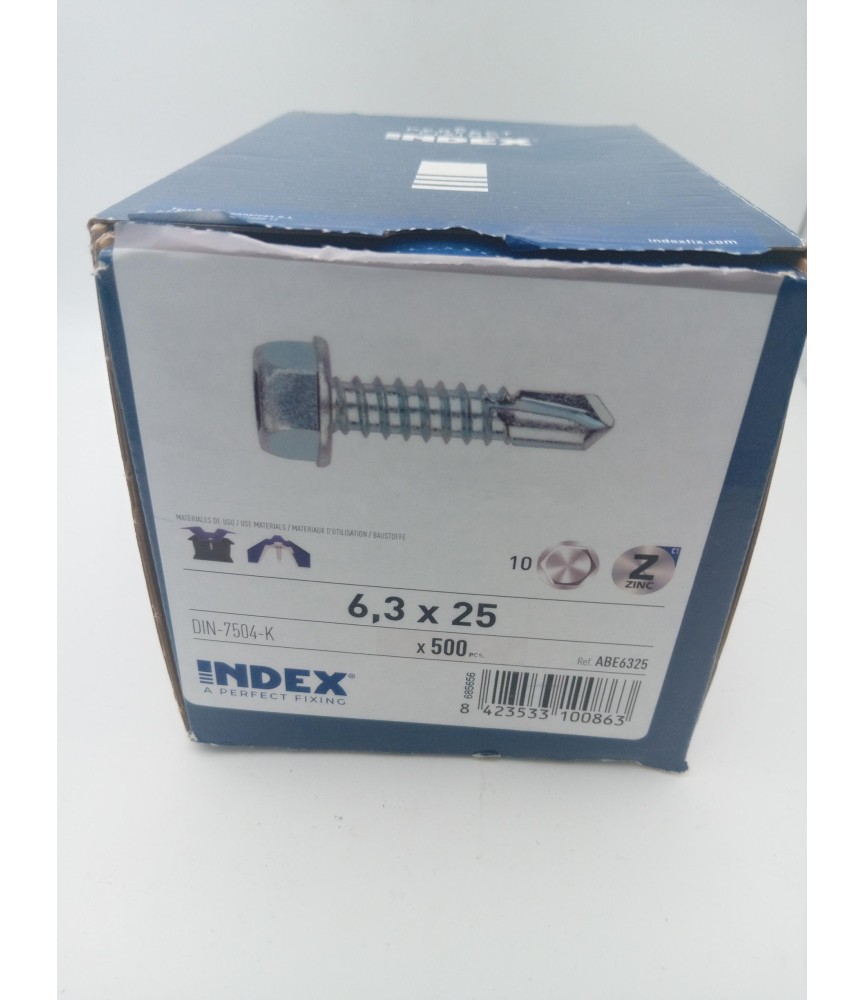 Tornillo P/Broca Hex. DIN 7504K 6.3x25 | Herrajes HE