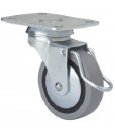 Rueda Giratoria Goma Gris con Freno 1-0400 | Herrajes HE