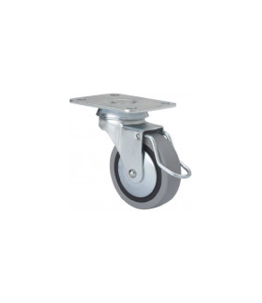Rueda Giratoria Goma Gris con Freno 1-0400 | Herrajes HE