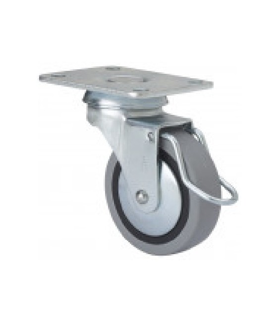 Rueda Giratoria Goma Gris con Freno 1-0400 | Herrajes HE