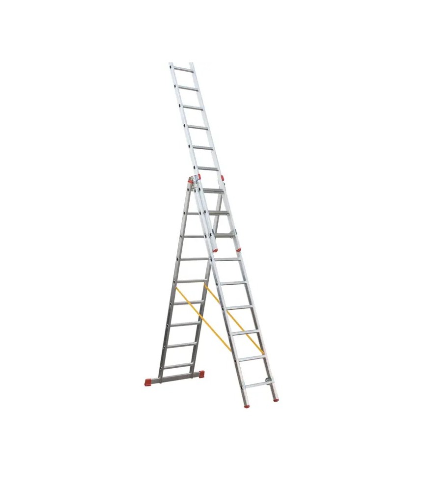 Escalera 3 Tramos Aluminio 9 Peldaños | Herrajes HE