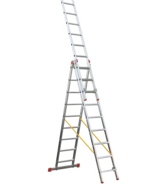 Escalera 3 Tramos Aluminio 9 Peldaños | Herrajes HE