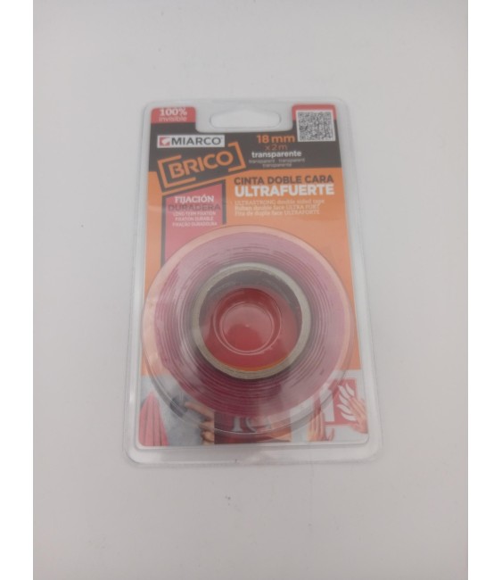 Cinta Doble Transparente 18mm x 2m | Herrajes HE