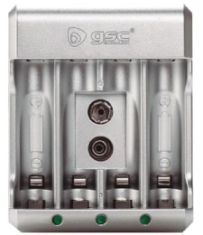 Cargador GSC Pilas Recargables AA/AAA/9V | Herrajes HE