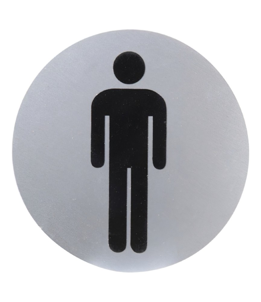 CARTEL ALUM.BAÑO HOMBRE DIAM.12cm