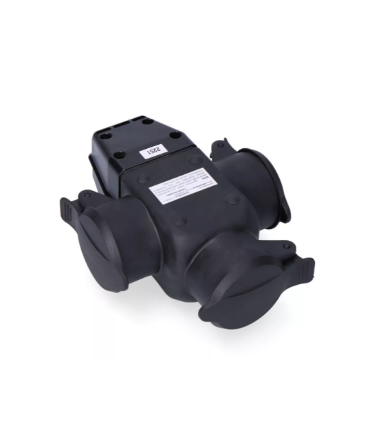 TRIPLE DE GOMA AEREO T/TL 16A IP44 CON TAPAS DE PROTECCION